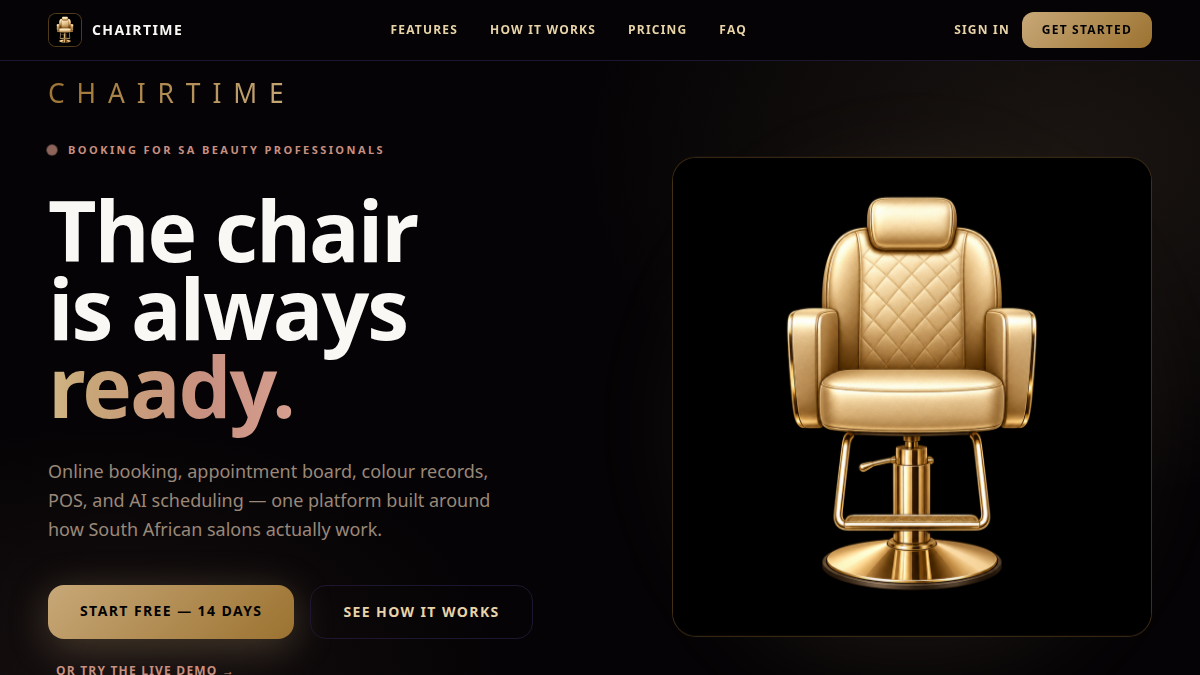 Landing page with the Sign up button