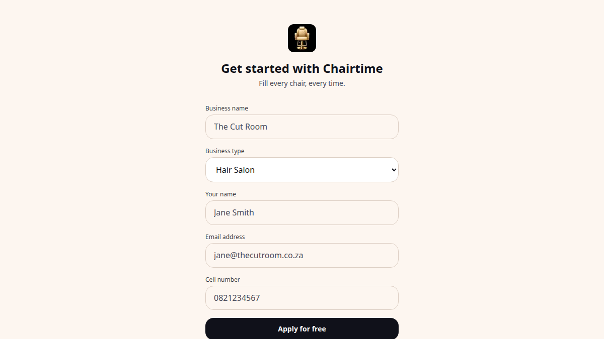 Signup form