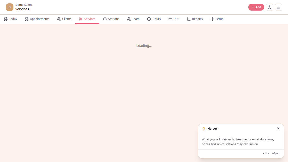 Services page