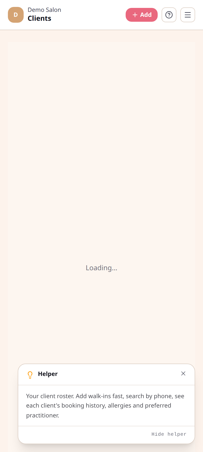 Client list — on mobile