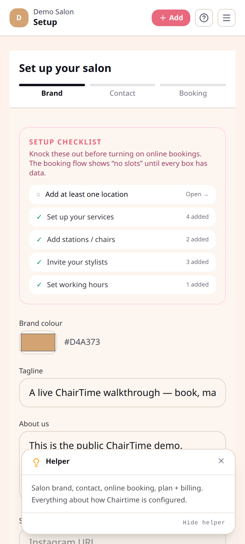 Setup wizard — on mobile